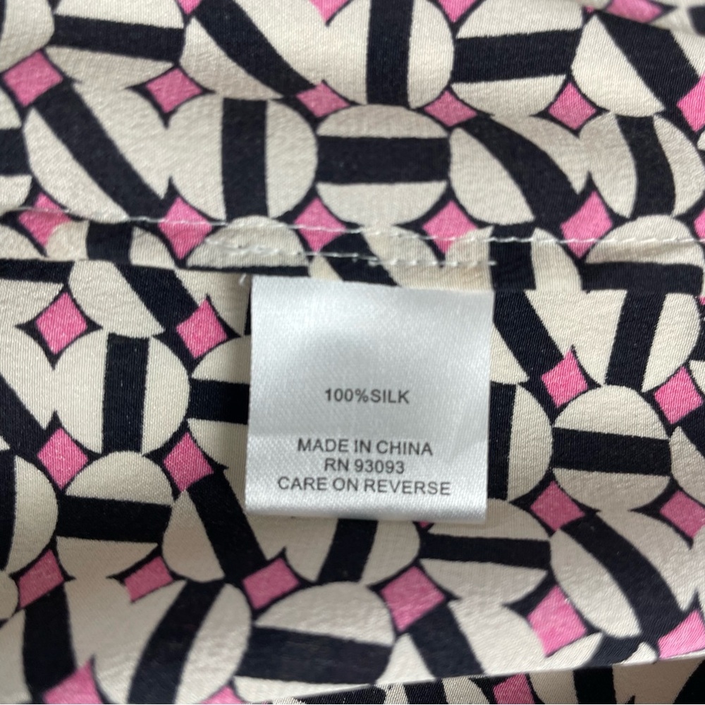 TYLER BOË Sleeveless Silk Geo Print Tank‎ Size Medium Pink Black - Picture 9 of 11